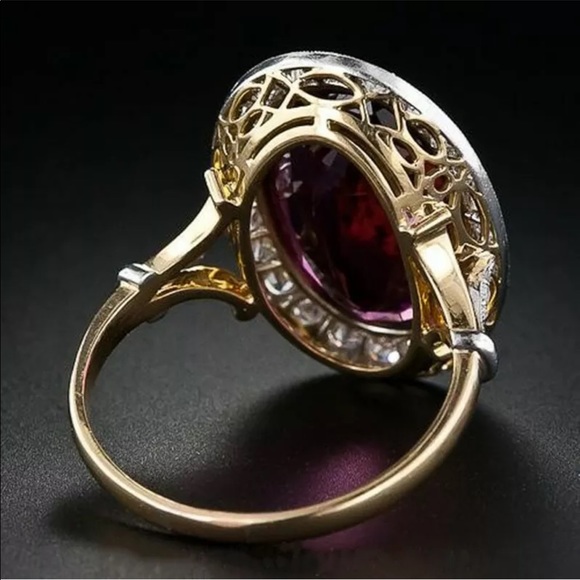 New 18k Gold Oval Cut Ruby Women Wedding Ring - Picture 2 of 6
